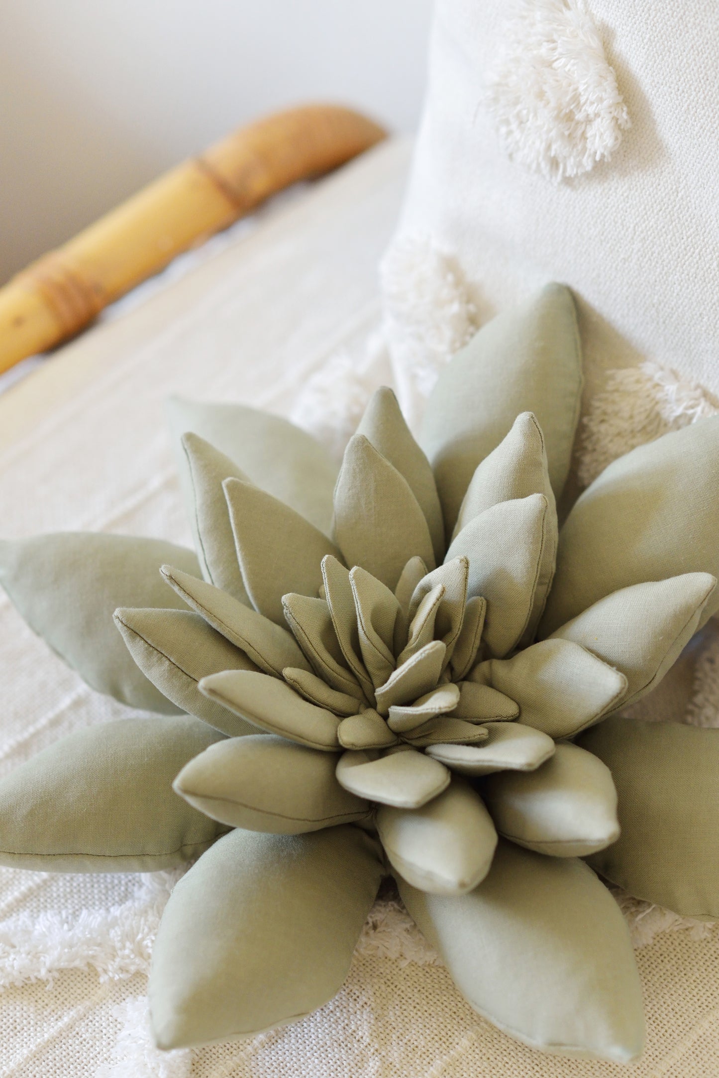 Succulent Pillow in Light Sage, Khaki or Dark Olive
