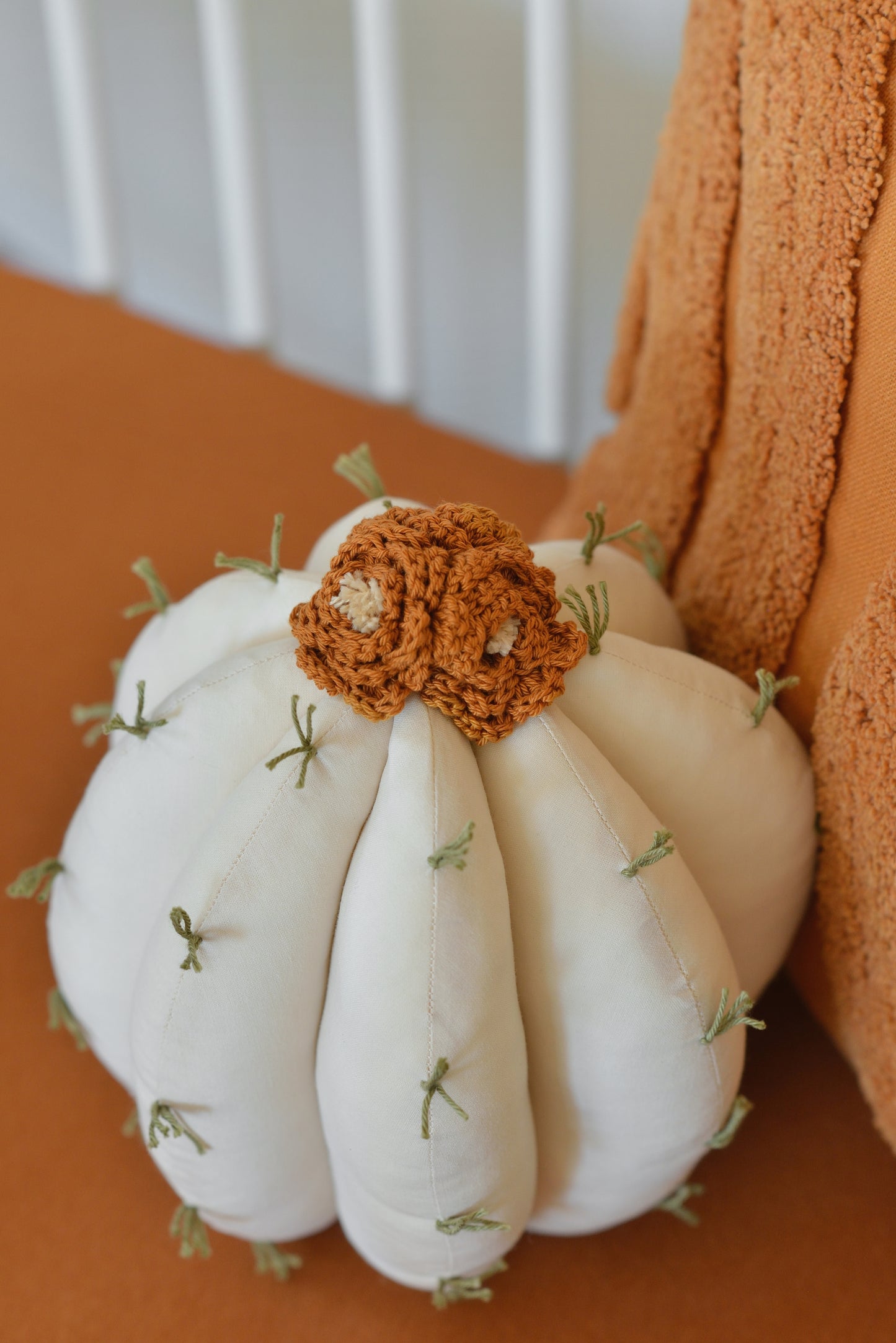 Ivory Barrel Cactus Pillow in Bloom