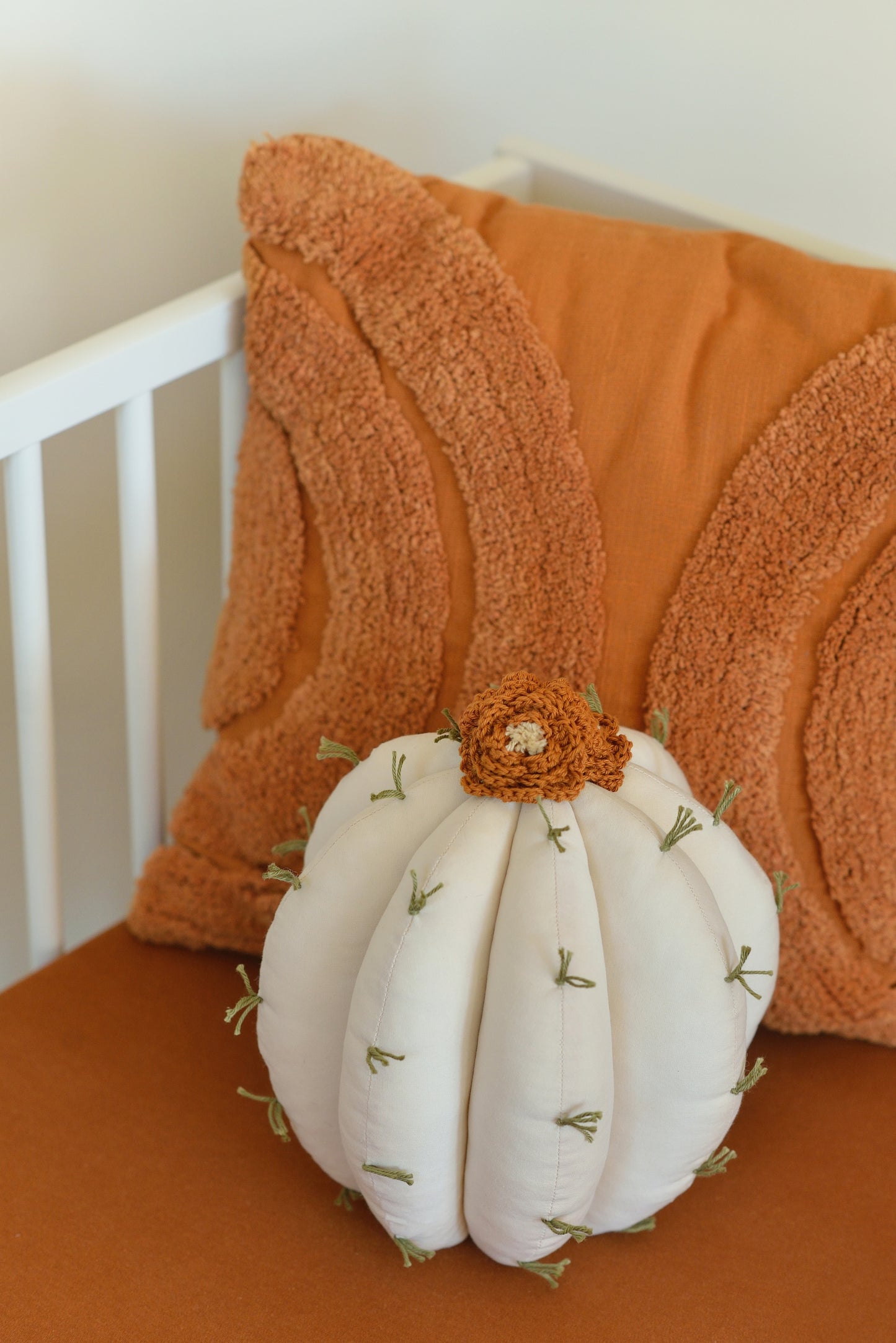 Ivory Barrel Cactus Pillow in Bloom