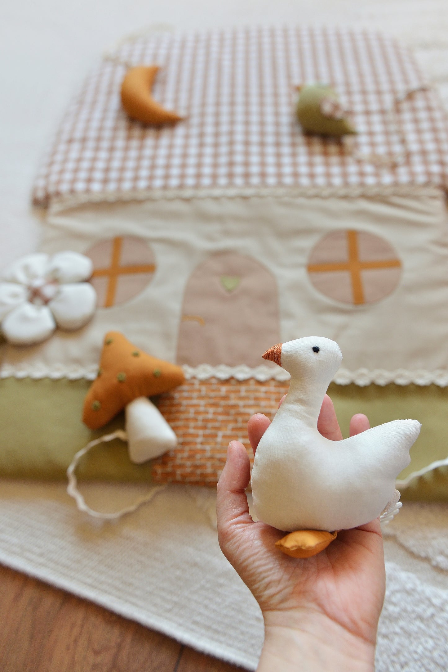 My Little Cottage Handmade Baby Activity Play Mat with Rattle Toys