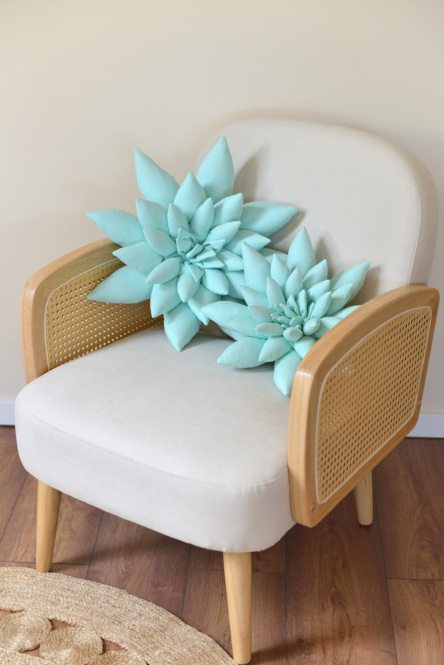 Small and Large Succulent Boho Throw Pillow Set