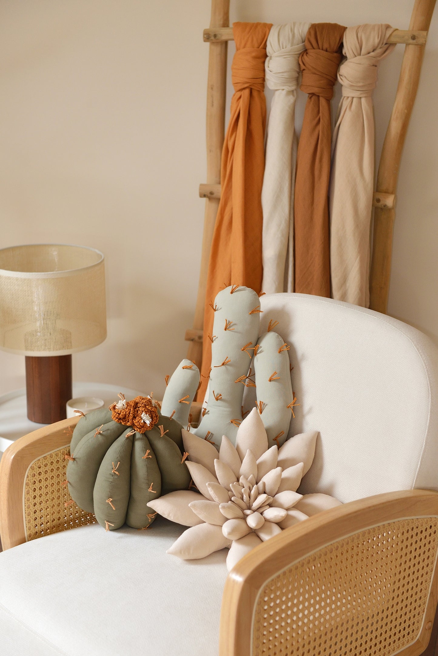 Light Sage, Khaki and Light Beige Cactus Pillow Set