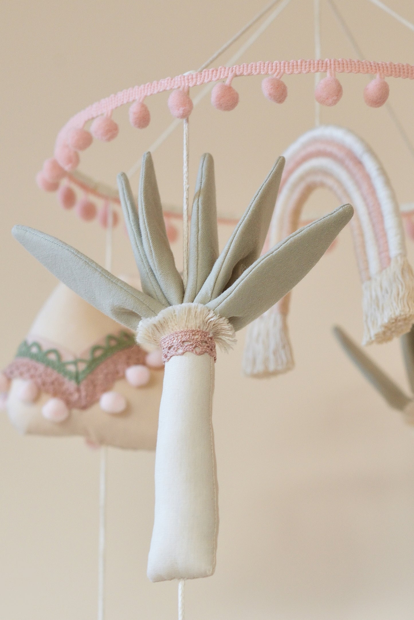 Wanderlust Boho Nursery Mobile in Sage and Blush