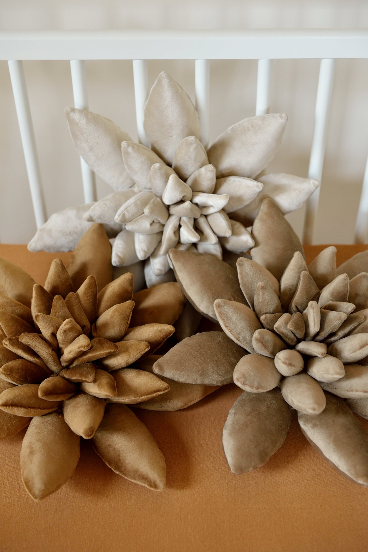 Velvet Succulent Pillow in Pearlwhite, Sand or Coffee