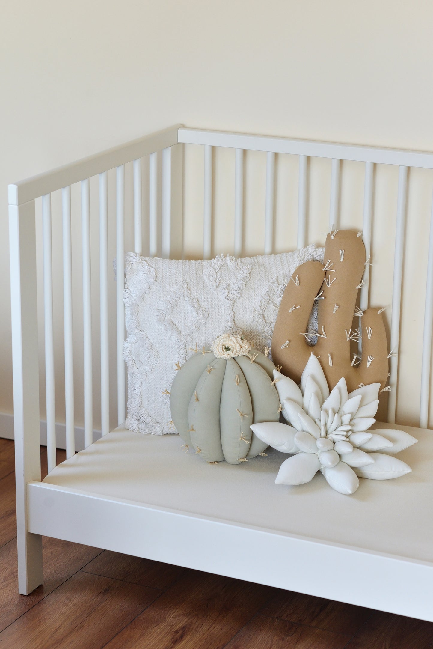Light Sage, Tan and Offwhite Cactus Pillow Set