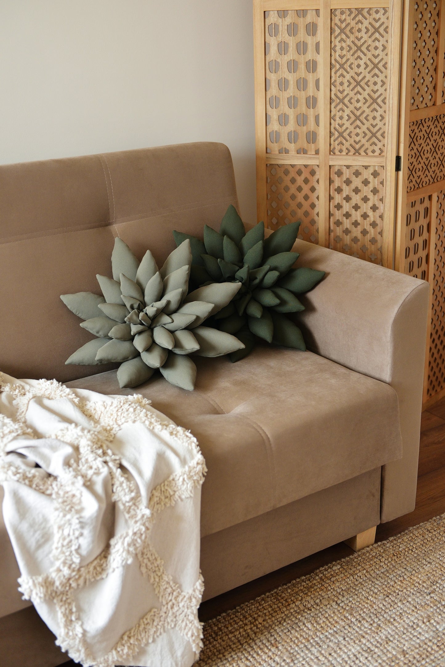 Large Succulent Boho Throw Pillow