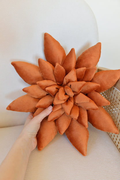 Large Velvet Succulent Boho Throw Pillow