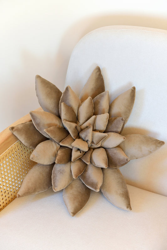 Large Velvet Succulent Boho Throw Pillow