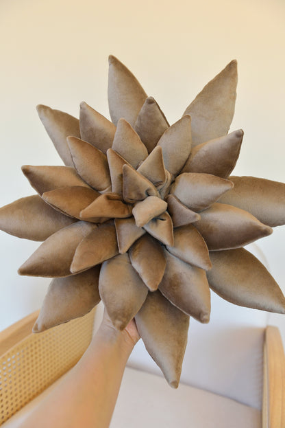Large Velvet Succulent Boho Throw Pillow