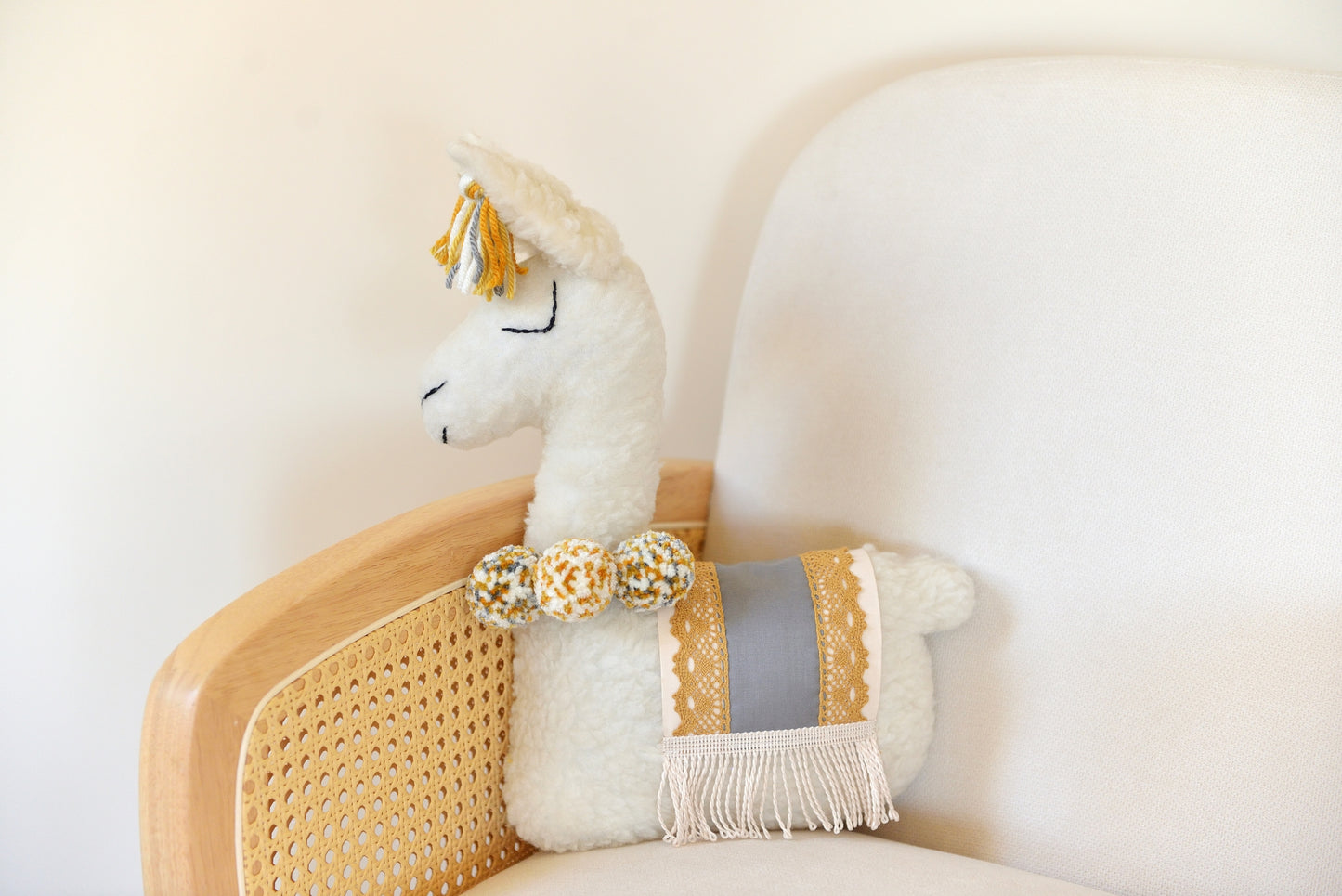 Ash, the Llama - Handmade Boho Decor Pillow