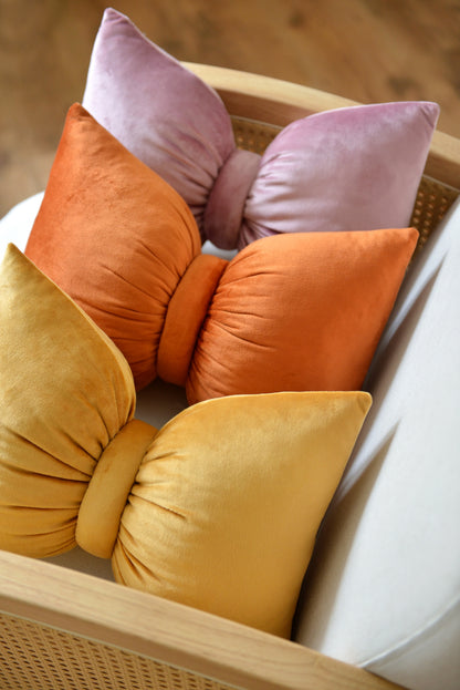 Bow Velvet Decor Pillow - Coquette Nursery and Room Decor