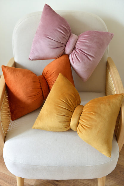 Bow Velvet Decor Pillow - Coquette Nursery and Room Decor