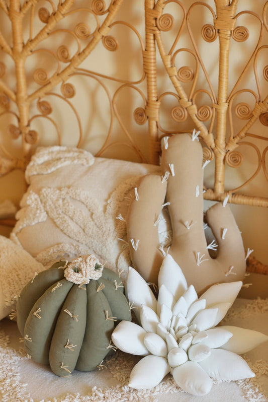 Khaki, Tan and Offwhite Cactus Pillow Set