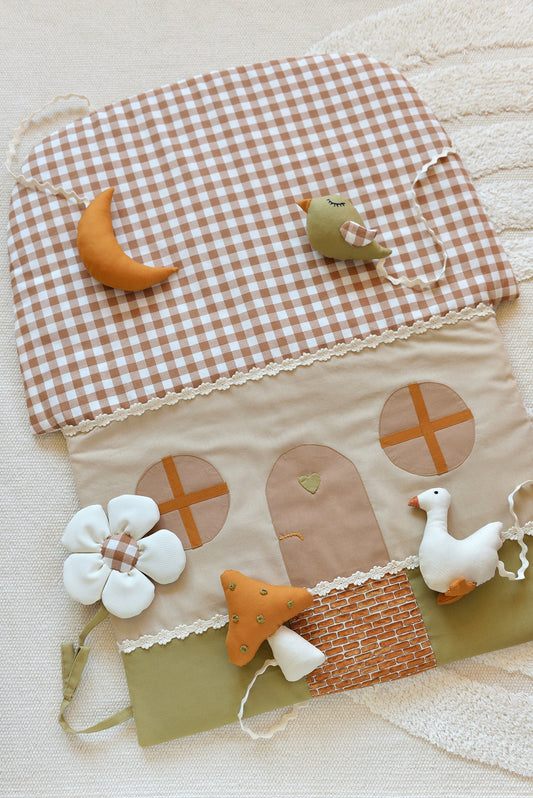My Little Cottage Handmade Baby Activity Play Mat with Rattle Toys