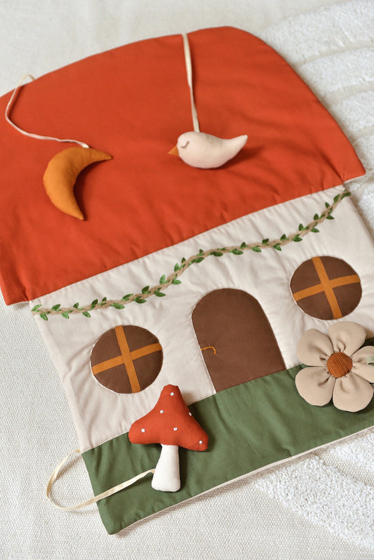 Cottagecore Magic Handmade Baby Activity Play Mat with Rattle Toys