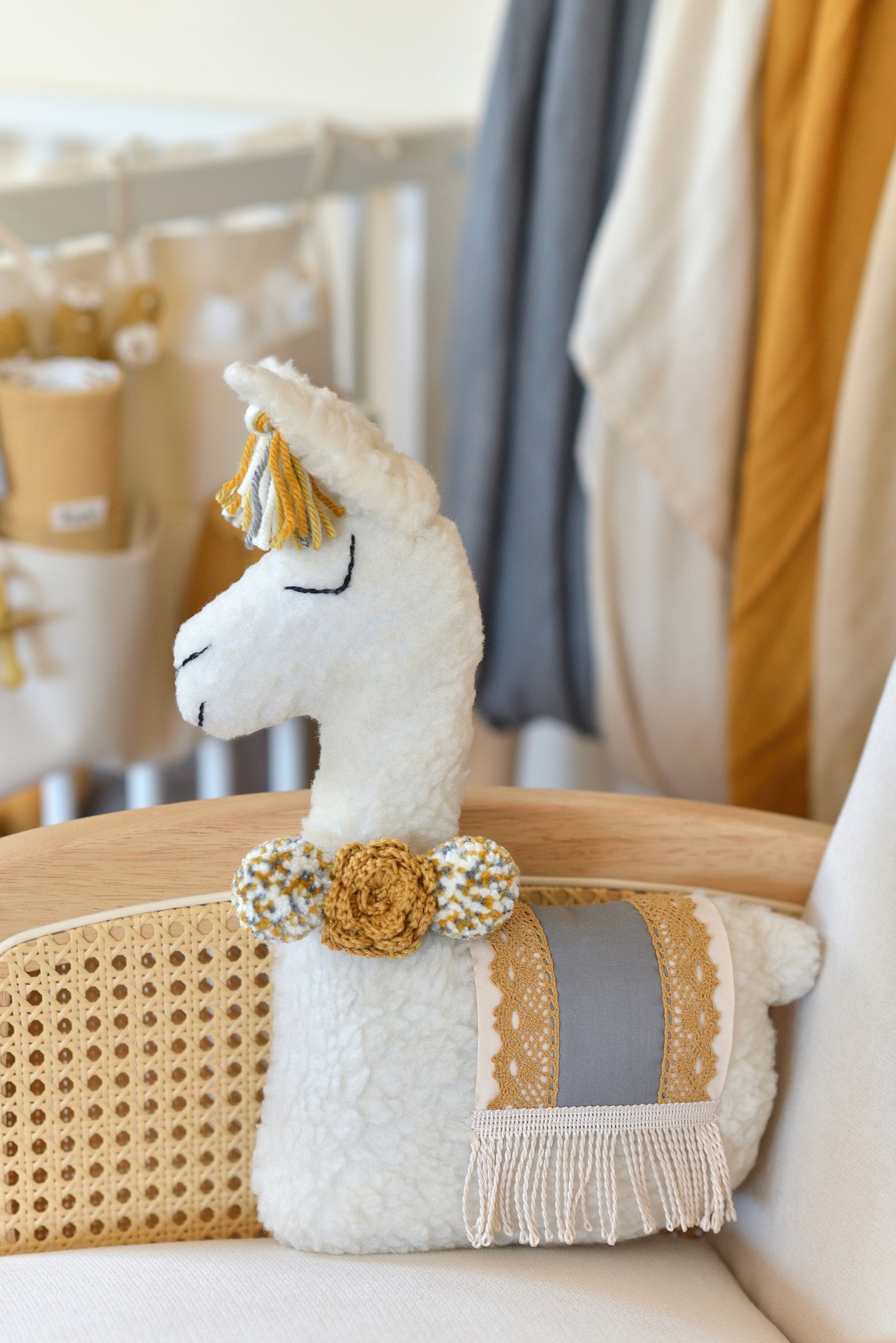 Ash, the Llama - Handmade Boho Decor Pillow