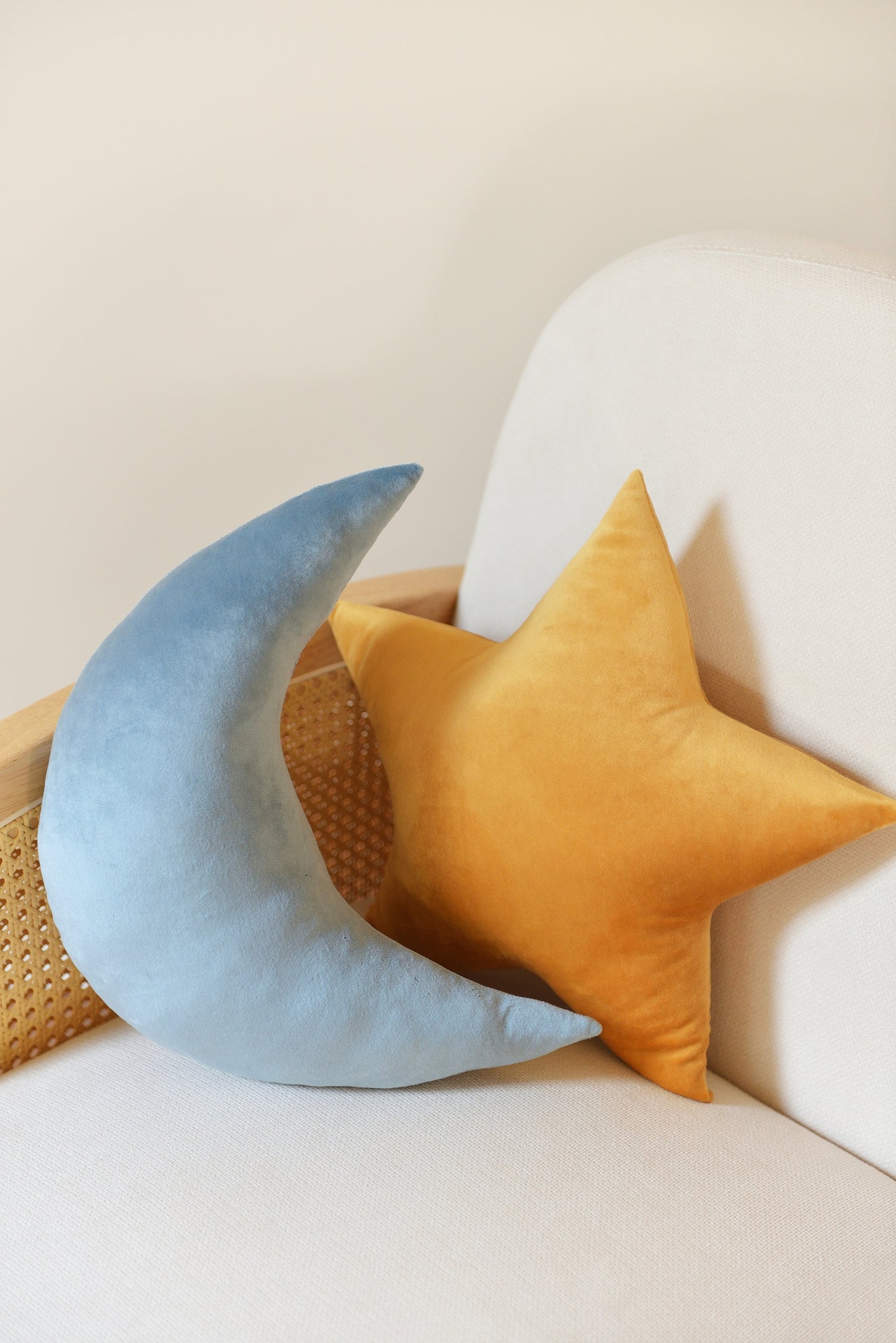 Moon and Star Velvet Decor Pillow