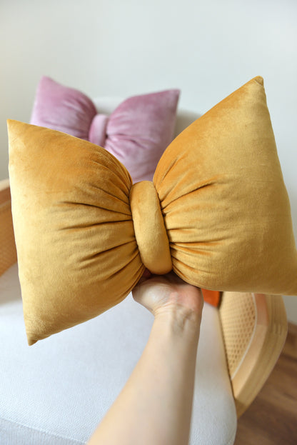 Bow Velvet Decor Pillow - Coquette Nursery and Room Decor
