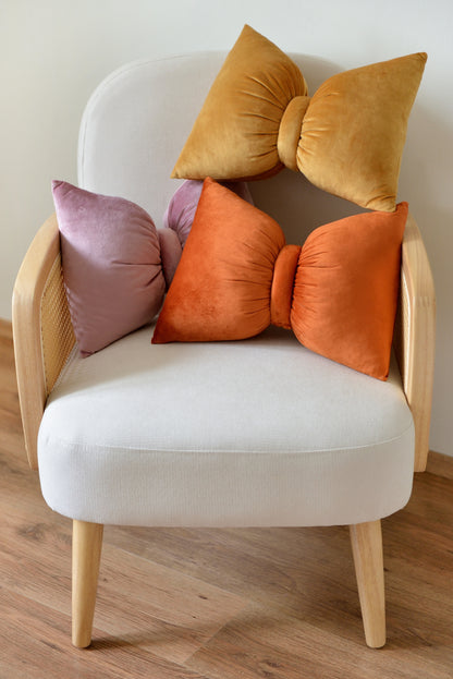 Bow Velvet Decor Pillow - Coquette Nursery and Room Decor