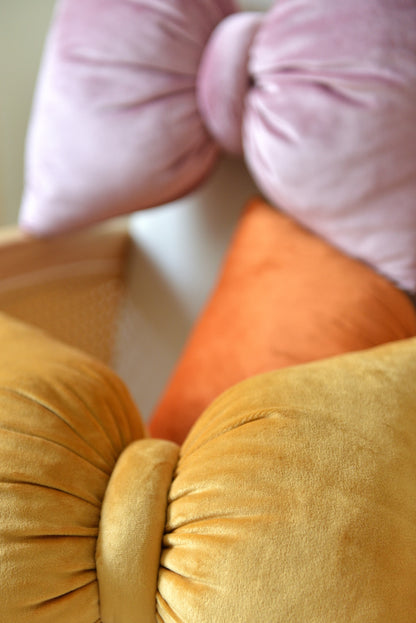 Bow Velvet Decor Pillow - Coquette Nursery and Room Decor