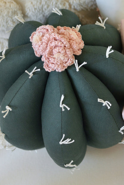 Barrel Cactus Pillow in Bloom