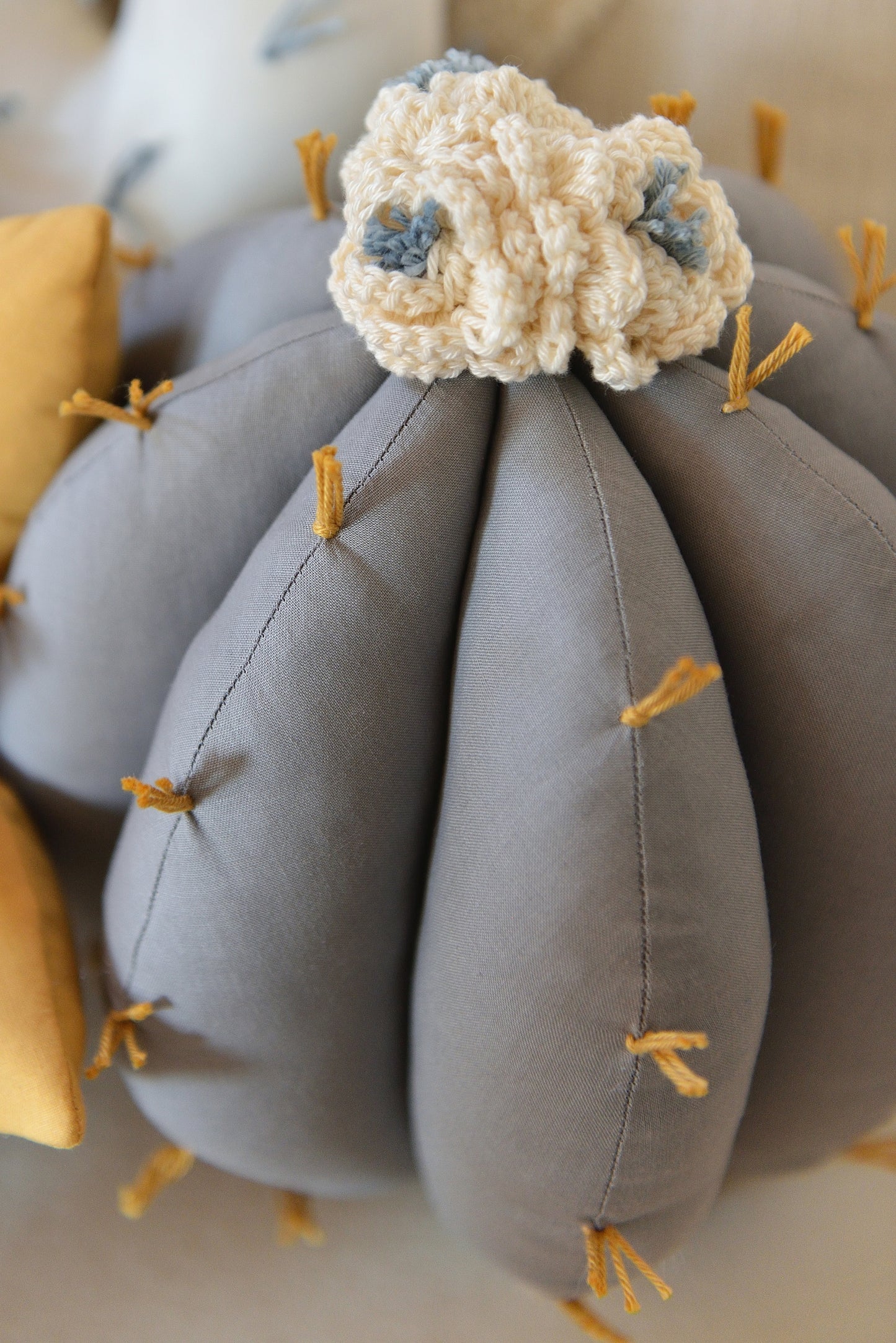 Barrel Cactus Pillow in Bloom