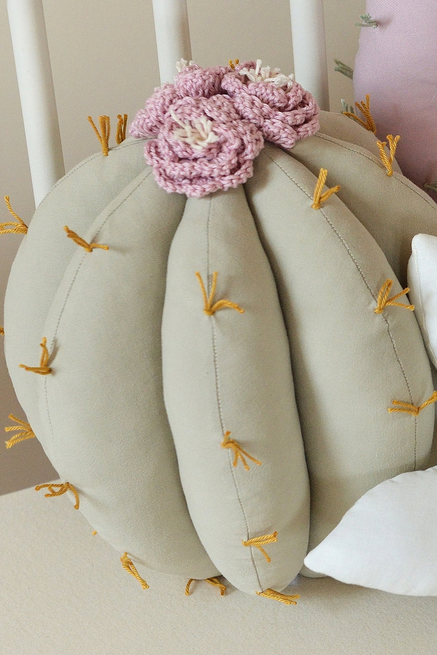 Barrel Cactus Pillow in Bloom