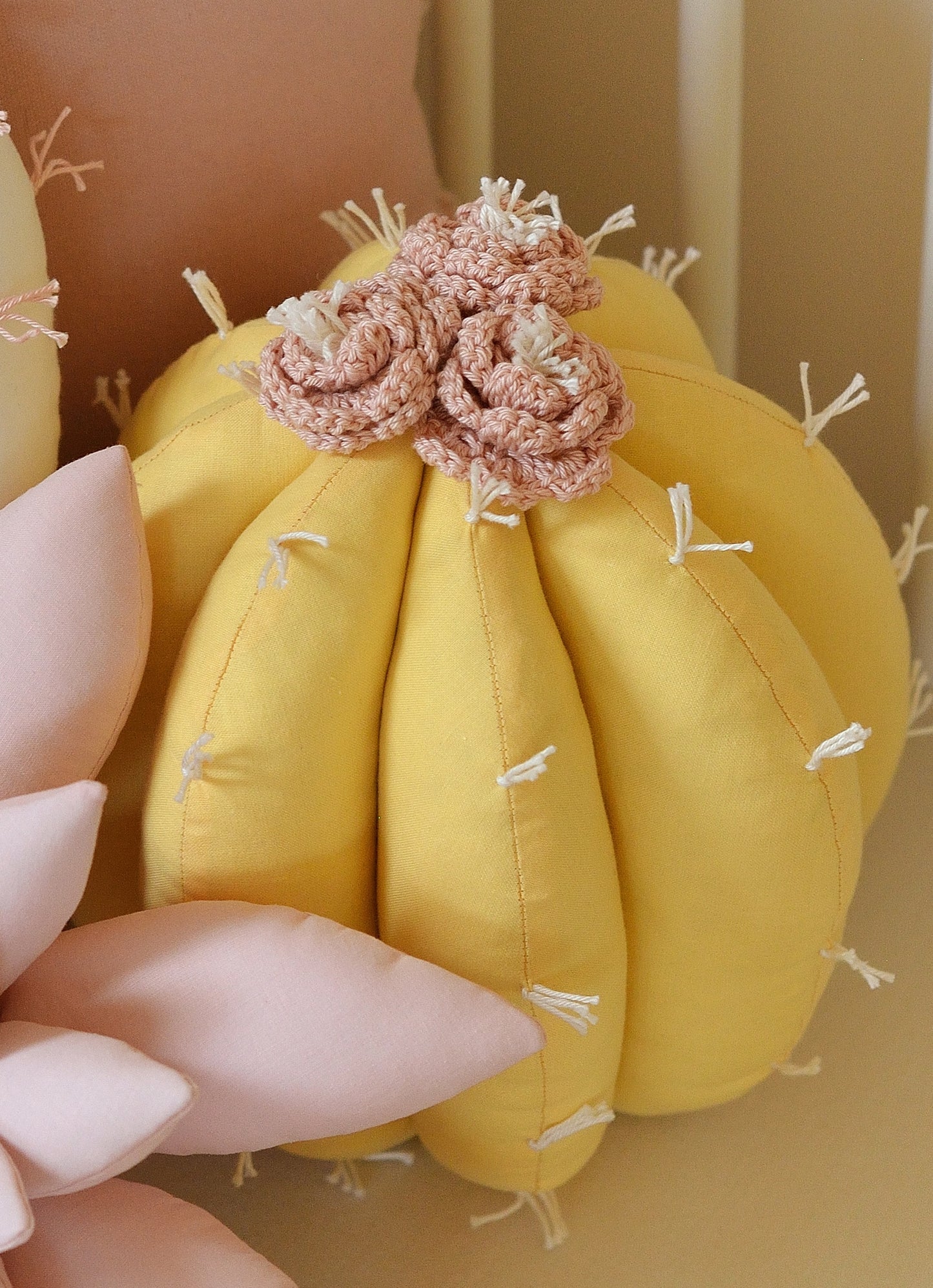 Barrel Cactus Pillow in Bloom