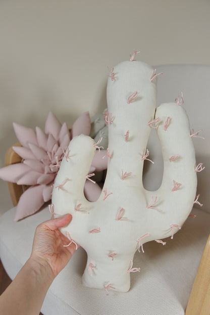 Sage, Pink and Offwhite Cactus Pillow Set