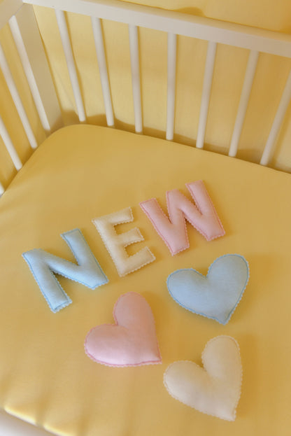 Mixed Pastel Personalized Felt Name Banner With Scalloped Letters - Handmade Nursery, Playroom & Party Decor
