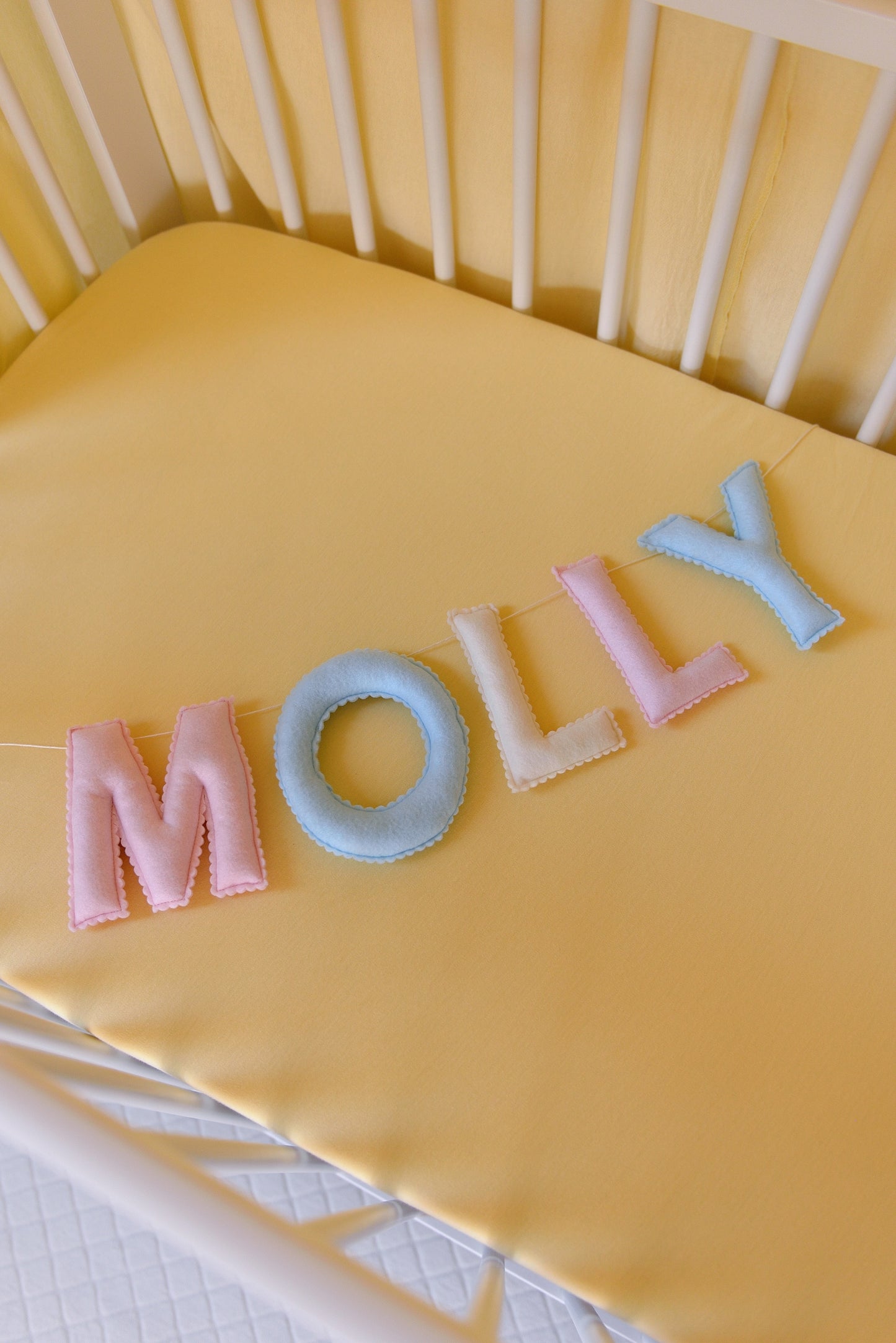 Mixed Pastel Personalized Felt Name Banner With Scalloped Letters - Handmade Nursery, Playroom & Party Decor