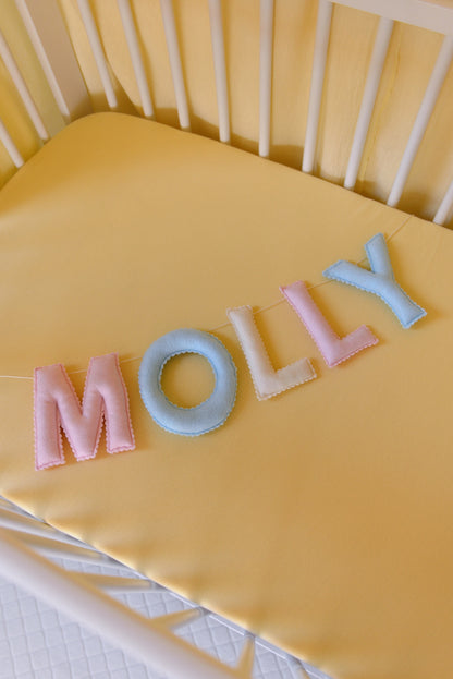 Mixed Pastel Personalized Felt Name Banner With Scalloped Letters - Handmade Nursery, Playroom & Party Decor