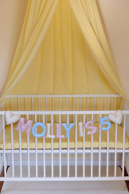 Mixed Pastel Personalized Felt Name Banner With Scalloped Letters - Handmade Nursery, Playroom & Party Decor