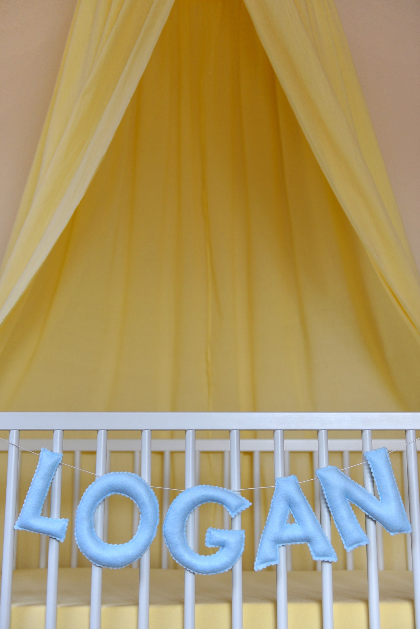 Pastel Blue Personalized Felt Name Banner With Scalloped Letters - Handmade Nursery, Playroom & Party Decor