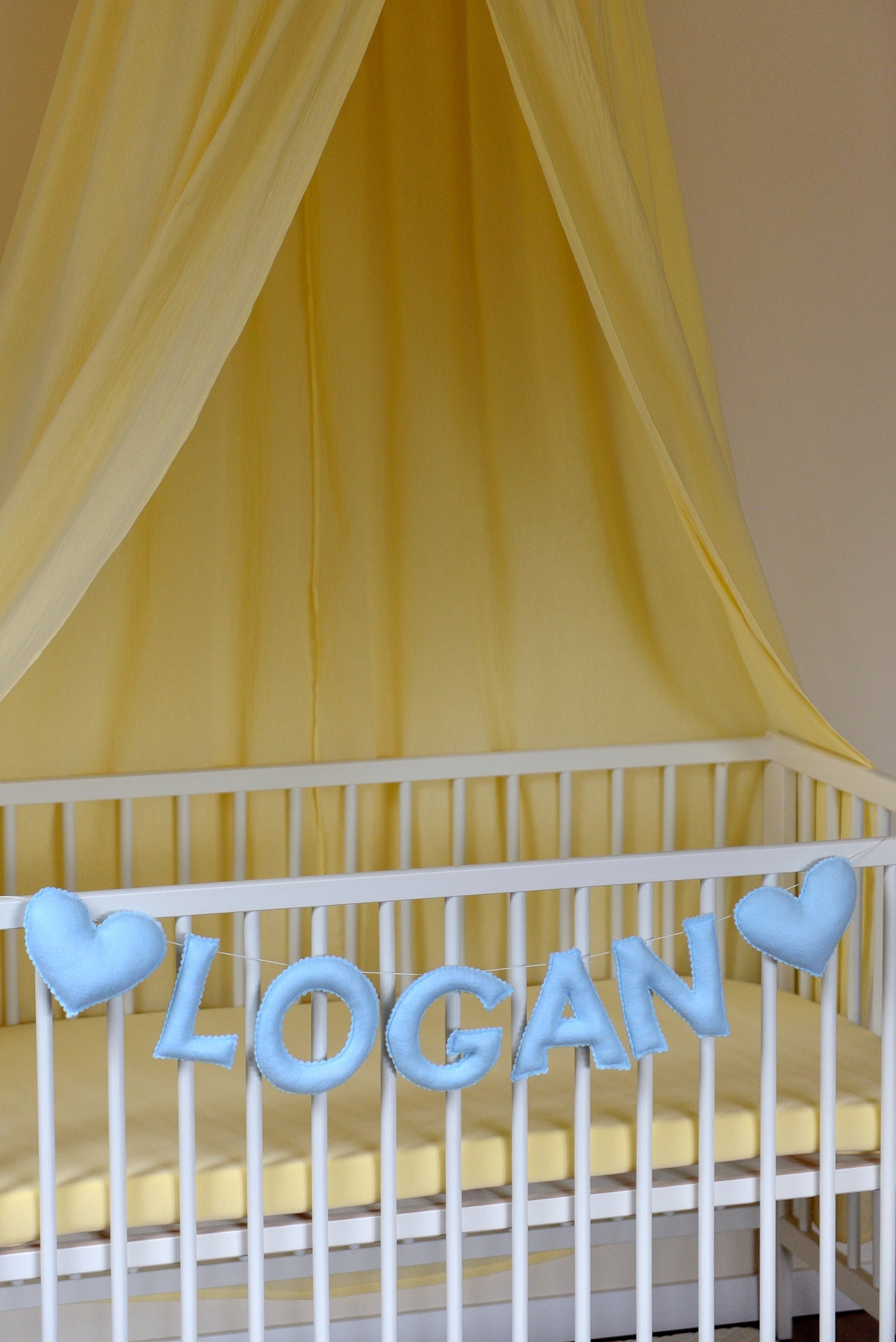 Pastel Blue Personalized Felt Name Banner With Scalloped Letters - Handmade Nursery, Playroom & Party Decor
