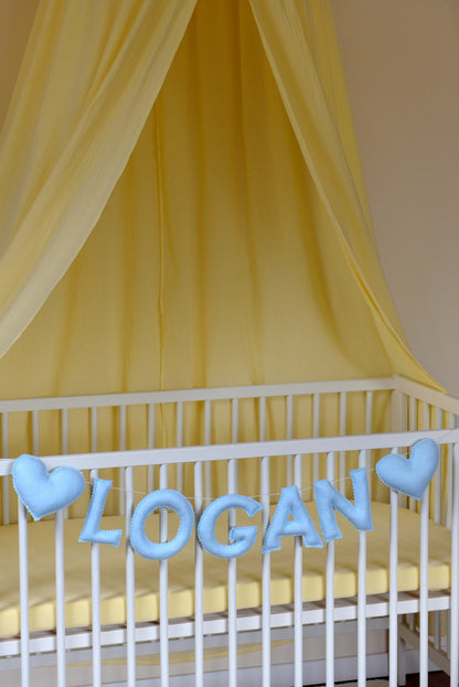 Pastel Blue Personalized Felt Name Banner With Scalloped Letters - Handmade Nursery, Playroom & Party Decor