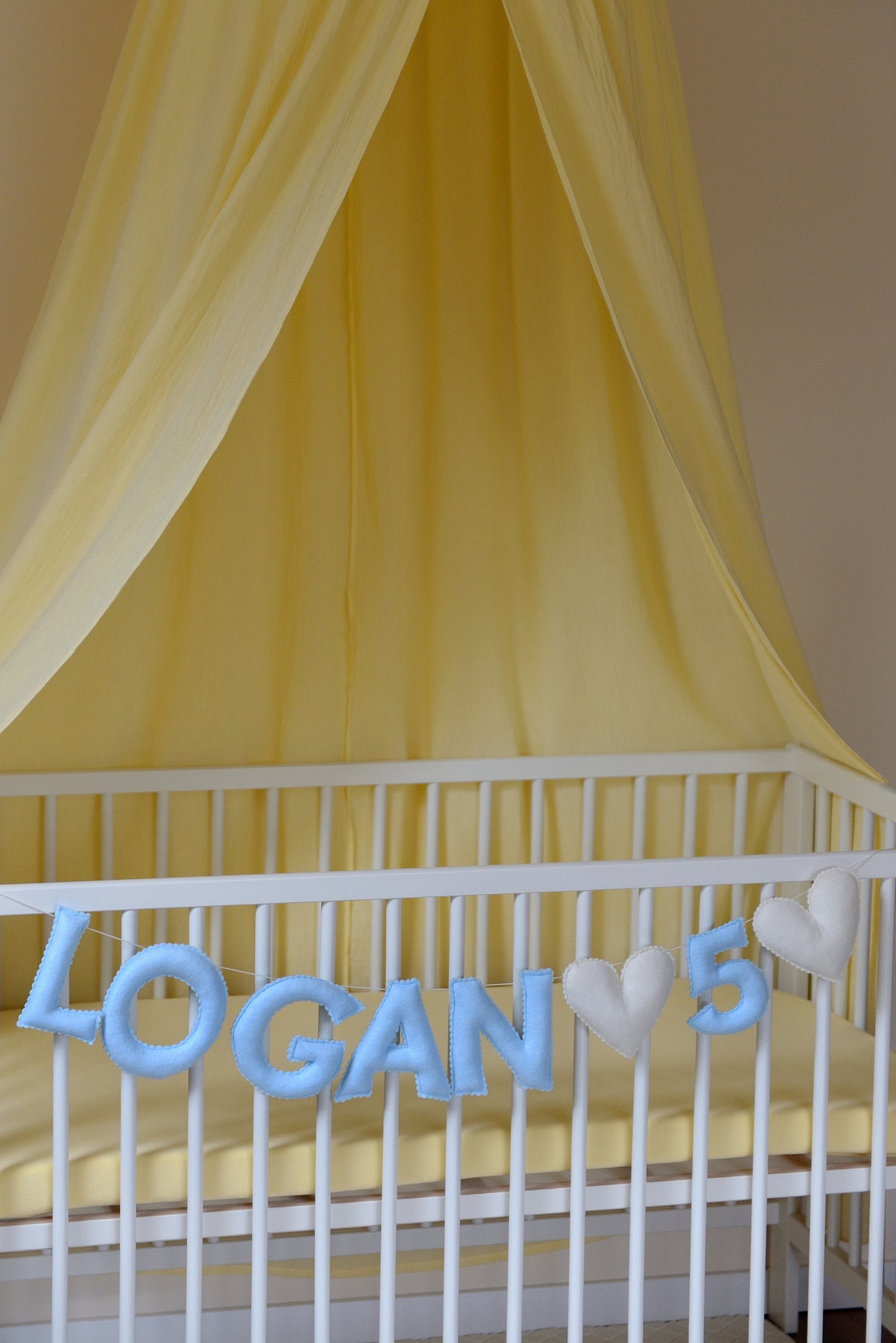 Pastel Blue Personalized Felt Name Banner With Scalloped Letters - Handmade Nursery, Playroom & Party Decor