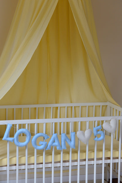 Pastel Blue Personalized Felt Name Banner With Scalloped Letters - Handmade Nursery, Playroom & Party Decor