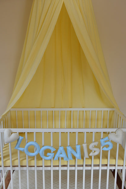Pastel Blue Personalized Felt Name Banner With Scalloped Letters - Handmade Nursery, Playroom & Party Decor