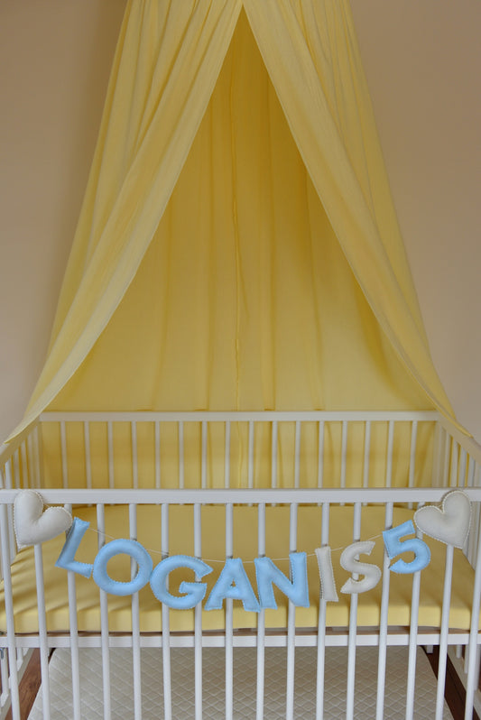 Pastel Blue Personalized Felt Name Banner With Scalloped Letters - Handmade Nursery, Playroom & Party Decor