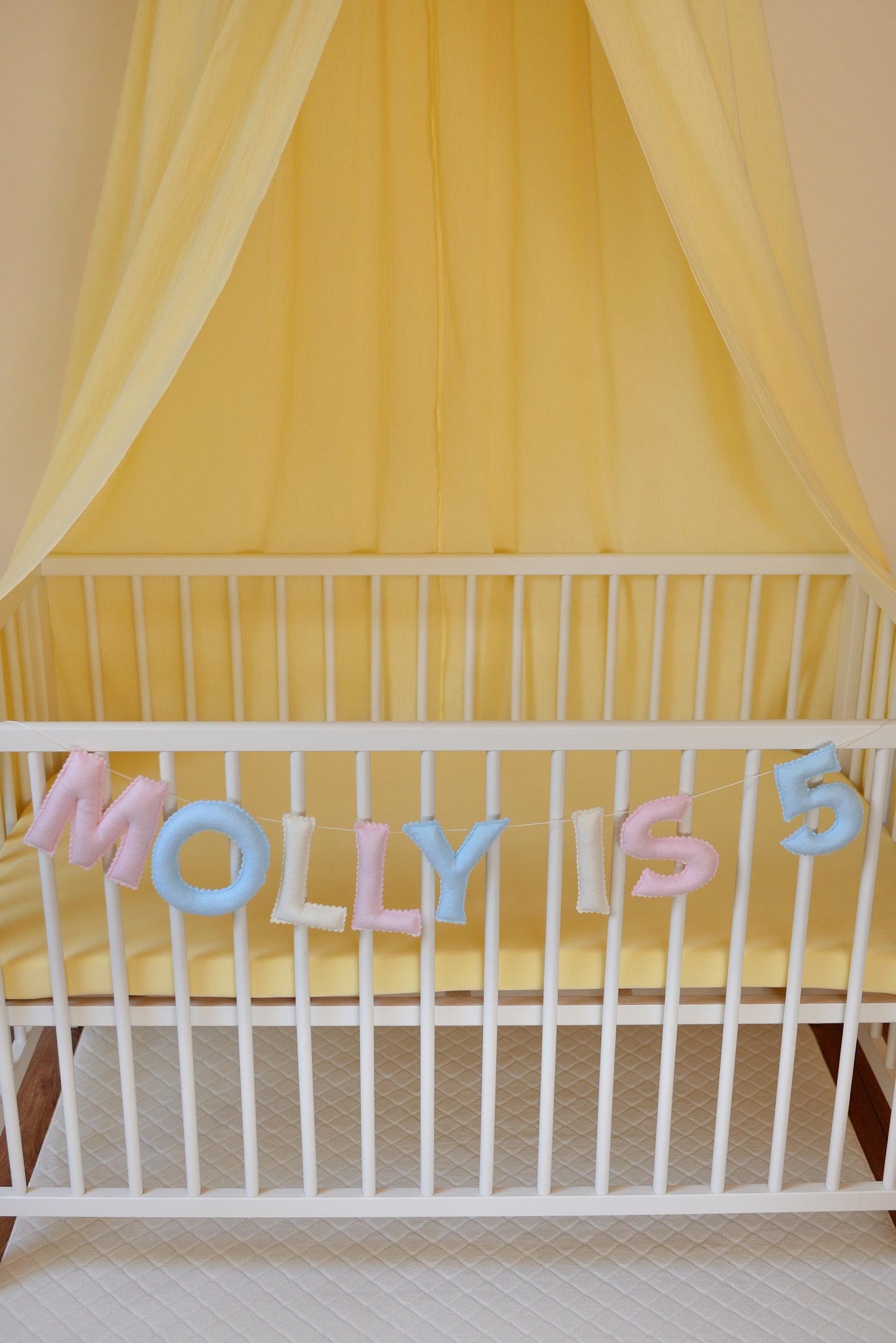 Mixed Pastel Personalized Felt Name Banner With Scalloped Letters - Handmade Nursery, Playroom & Party Decor