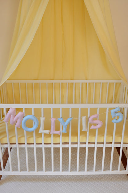 Mixed Pastel Personalized Felt Name Banner With Scalloped Letters - Handmade Nursery, Playroom & Party Decor
