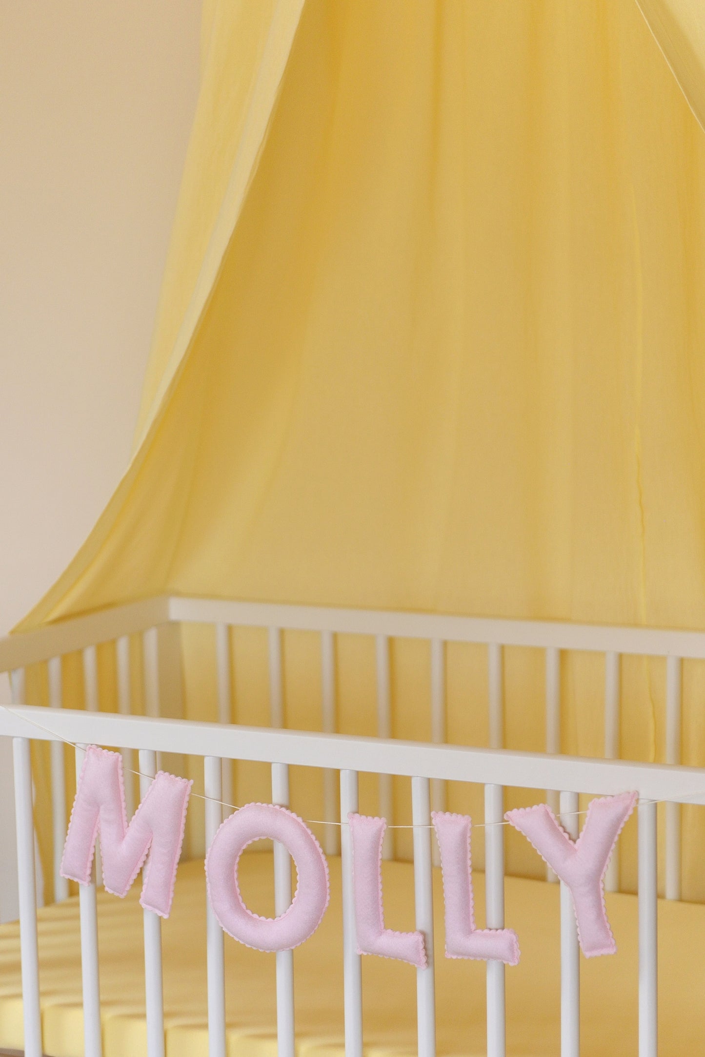 Pastel Pink Personalized Felt Name Banner With Scalloped Letters - Handmade Nursery, Playroom & Party Decor