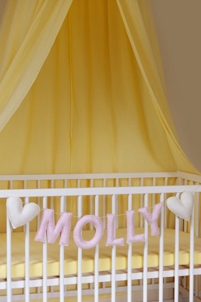 Pastel Pink Personalized Felt Name Banner With Scalloped Letters - Handmade Nursery, Playroom & Party Decor