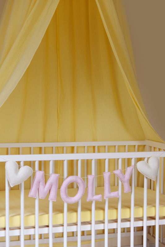 Pastel Pink Personalized Felt Name Banner With Scalloped Letters - Handmade Nursery, Playroom & Party Decor