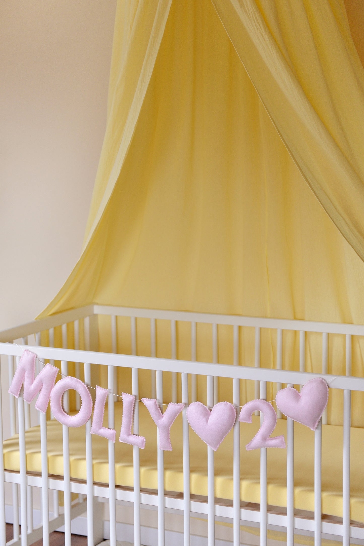 Pastel Pink Personalized Felt Name Banner With Scalloped Letters - Handmade Nursery, Playroom & Party Decor