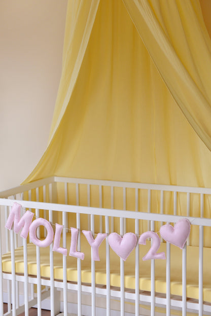 Pastel Pink Personalized Felt Name Banner With Scalloped Letters - Handmade Nursery, Playroom & Party Decor