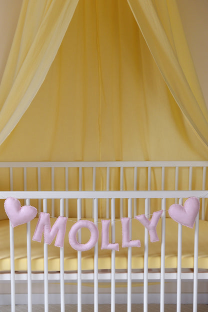 Pastel Pink Personalized Felt Name Banner With Scalloped Letters - Handmade Nursery, Playroom & Party Decor