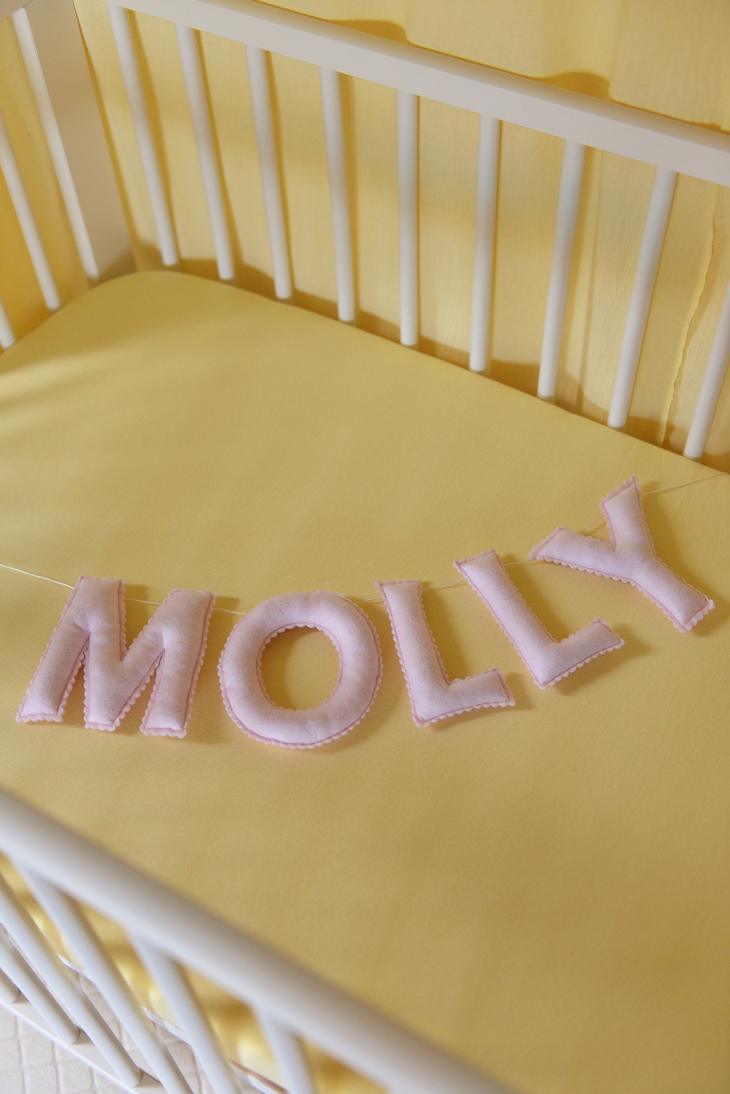 Pastel Pink Personalized Felt Name Banner With Scalloped Letters - Handmade Nursery, Playroom & Party Decor