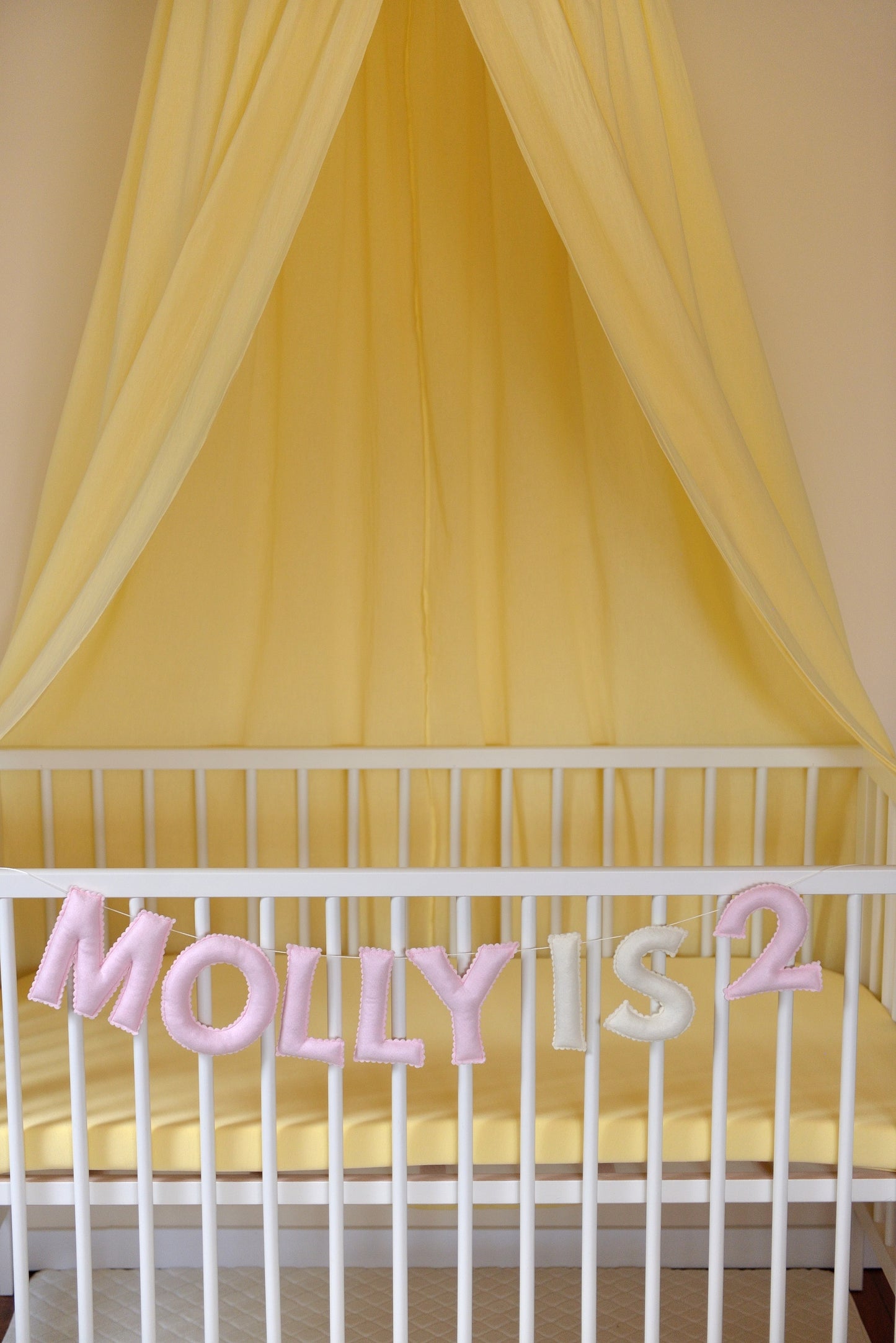 Pastel Pink Personalized Felt Name Banner With Scalloped Letters - Handmade Nursery, Playroom & Party Decor